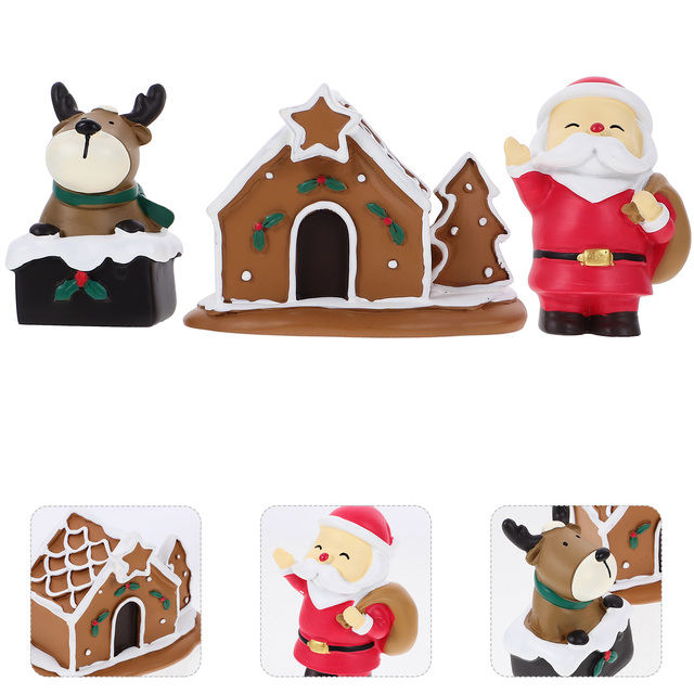 3pcs Miniature Christmas Ornaments Christmas Decorative Figurines Mini  Resin Ornaments - AliExpress
